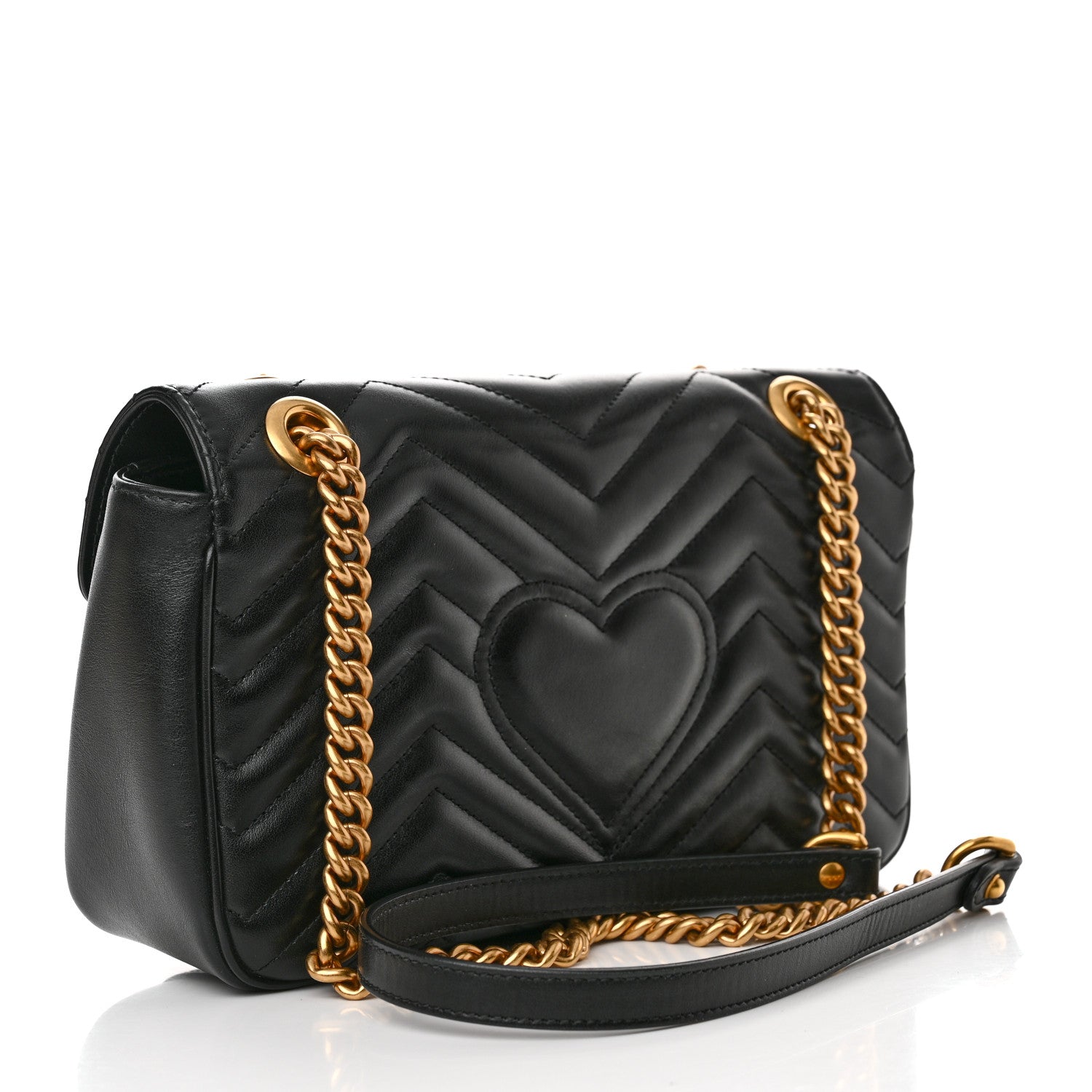 Gucci Calfskin Matelasse Small GG Marmont Shoulder Bag Black 3 of 10
