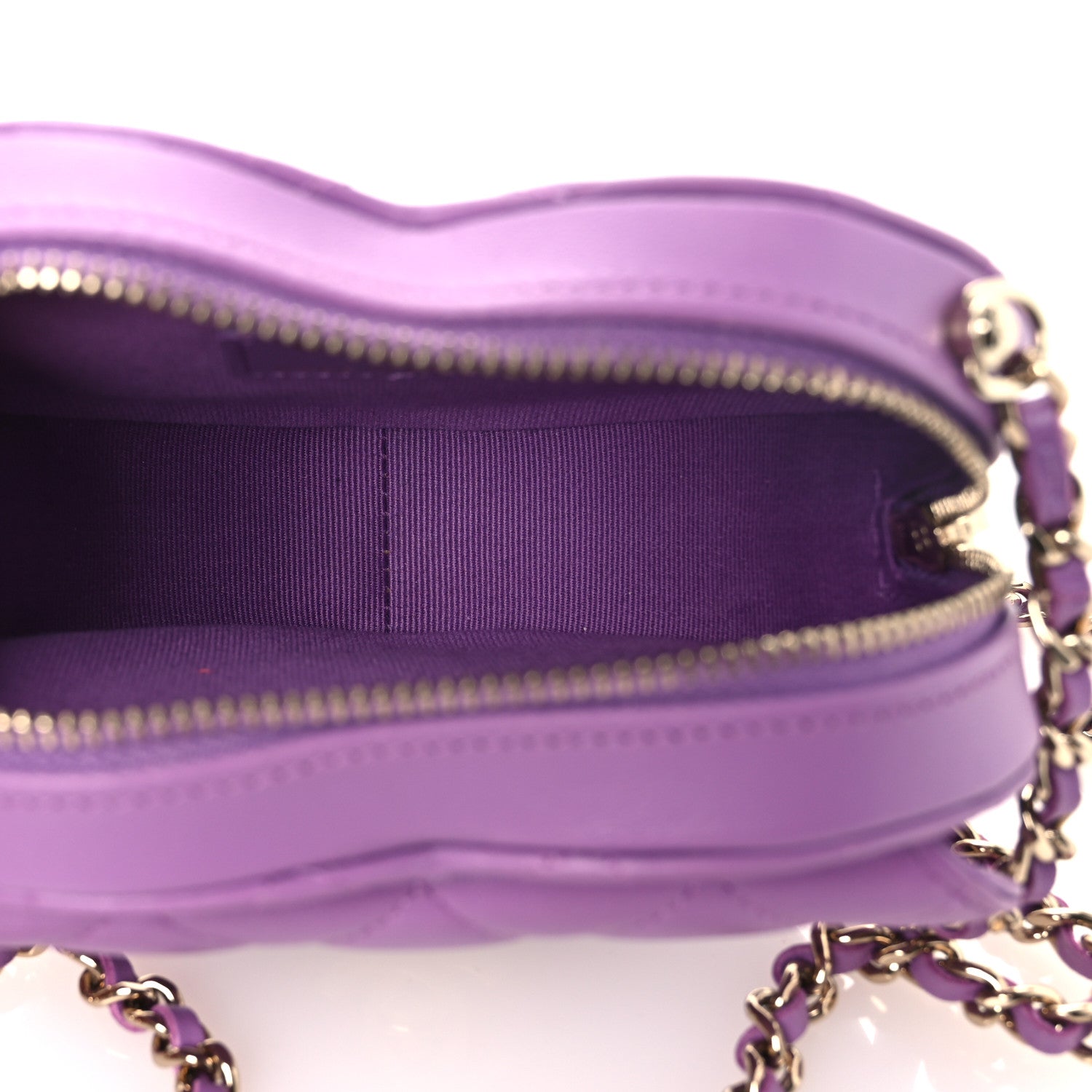 Chanel Lambskin Quilted CC In Love Heart Clutch With Chain Purple 5 of 10