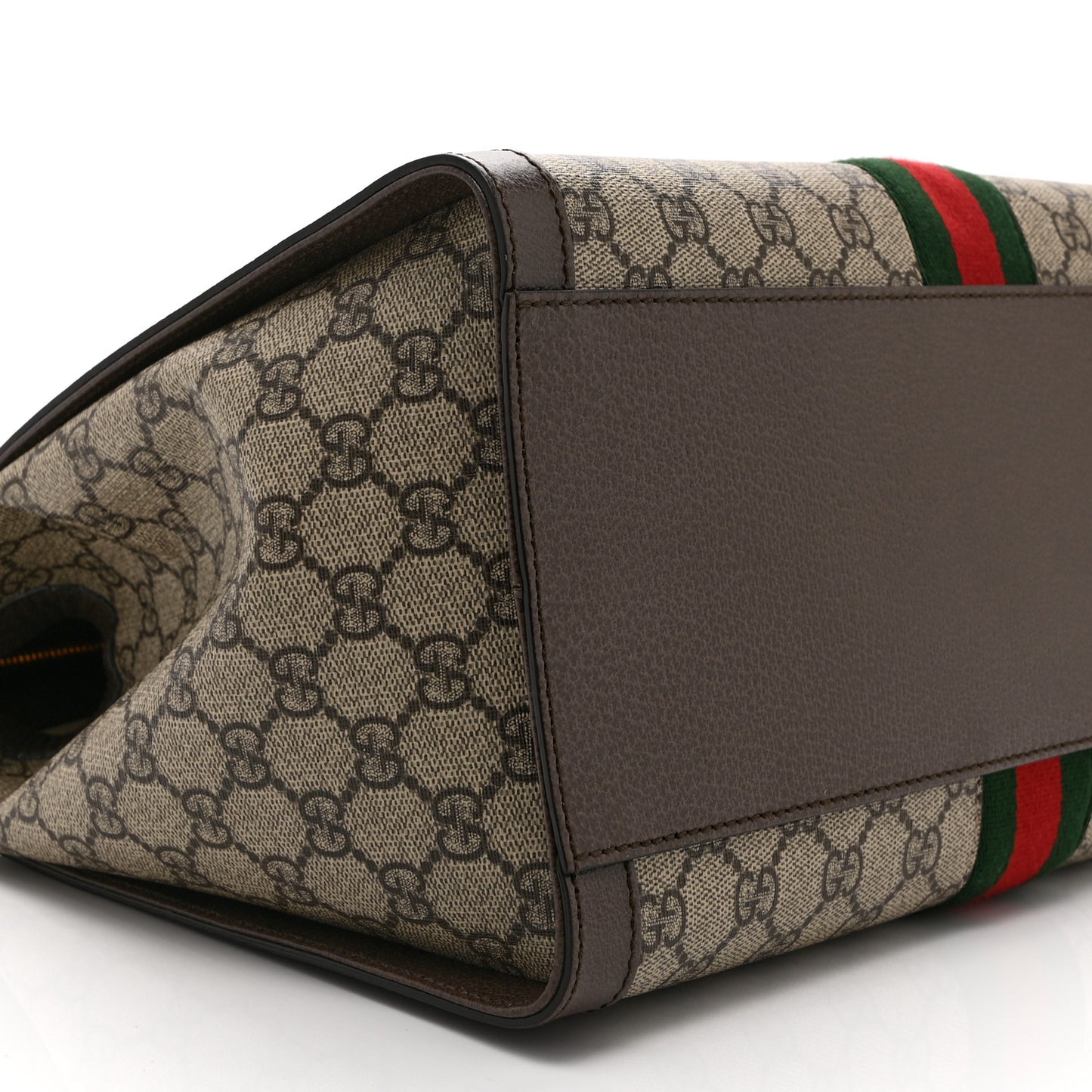 GG Supreme Monogram Web Medium Ophidia Tote Bag Brown