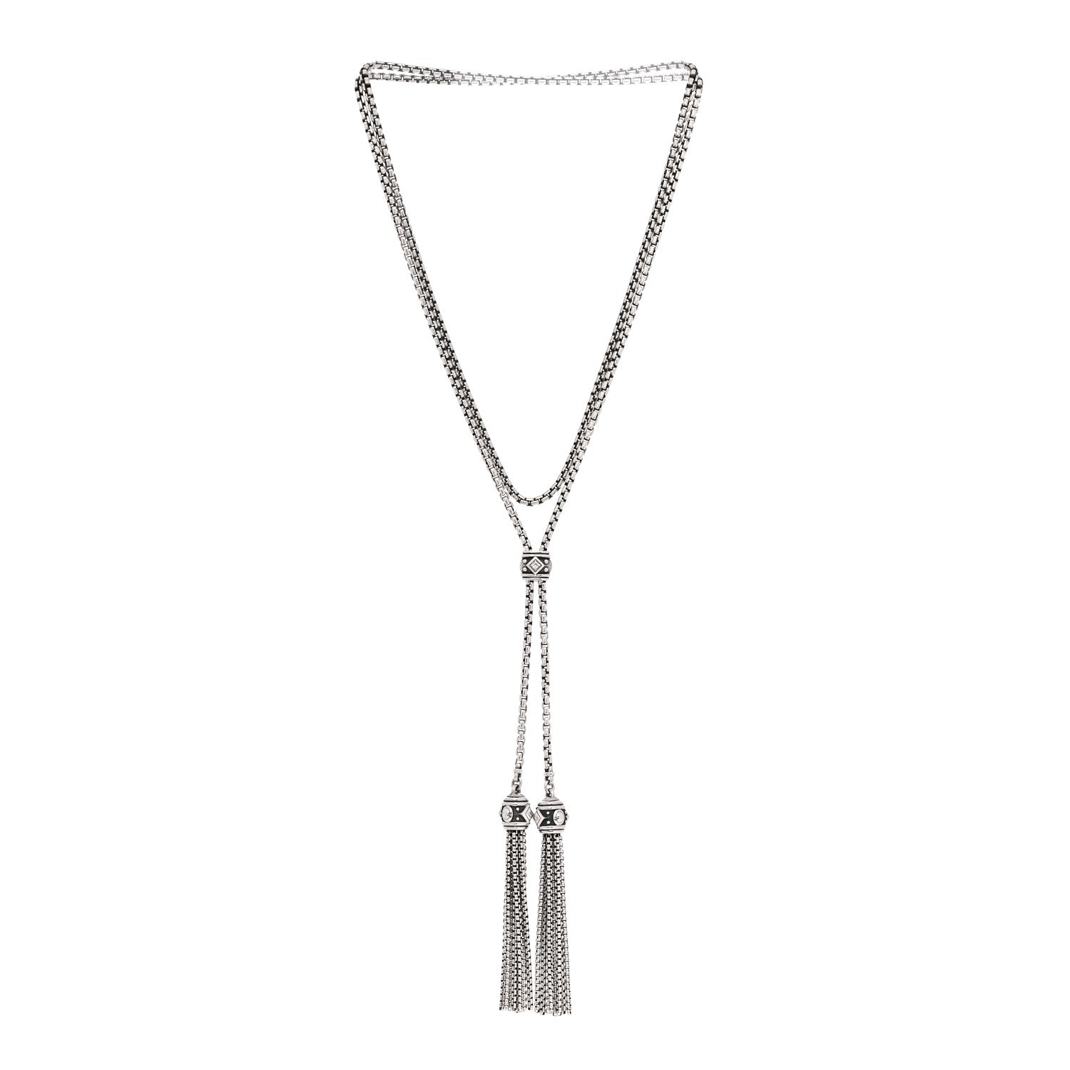 David Yurman Sterling Silver Diamond Renaissance Tassel Necklace 3 of 4