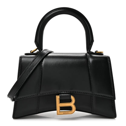 Balenciaga Shiny Box Calfskin Hourglass Top Handle Bag XS Black 1 of 13