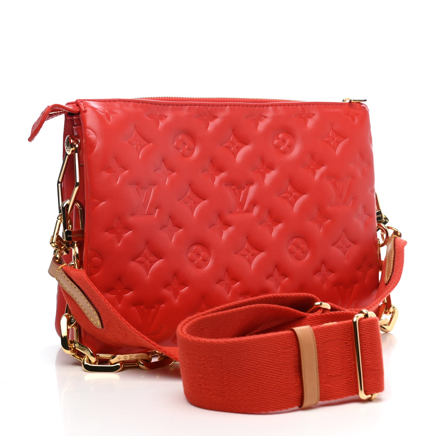 Louis Vuitton Lambskin Embossed Monogram Coussin PM Red 2 of 4