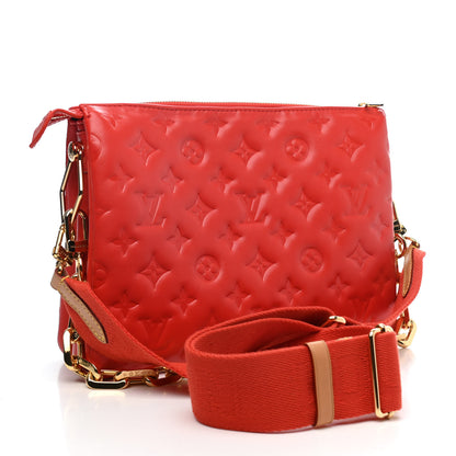 Louis Vuitton Lambskin Embossed Monogram Coussin PM Red 2 of 4