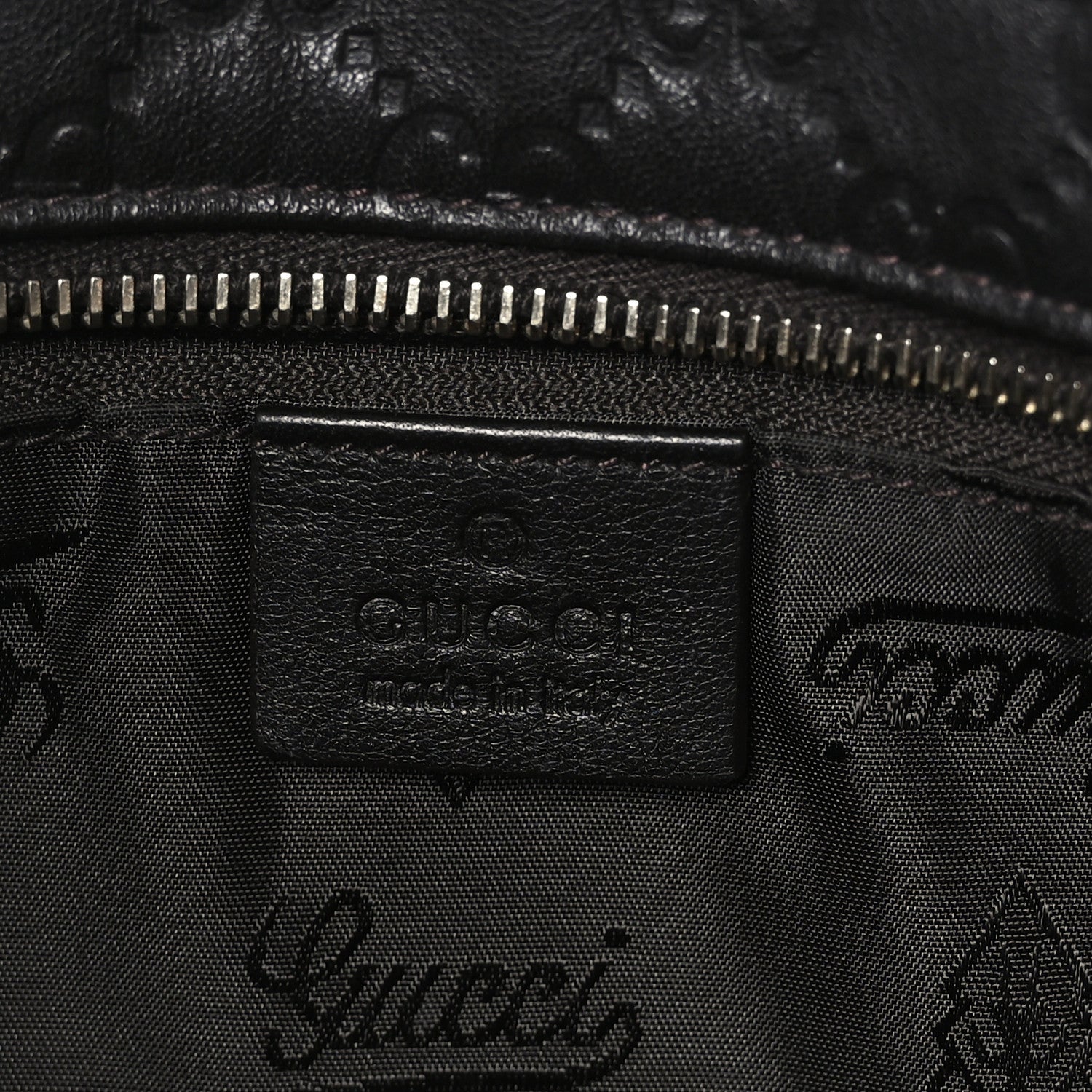Gucci Guccissima Medium Zippered Shopping Tote Black 6 of 10