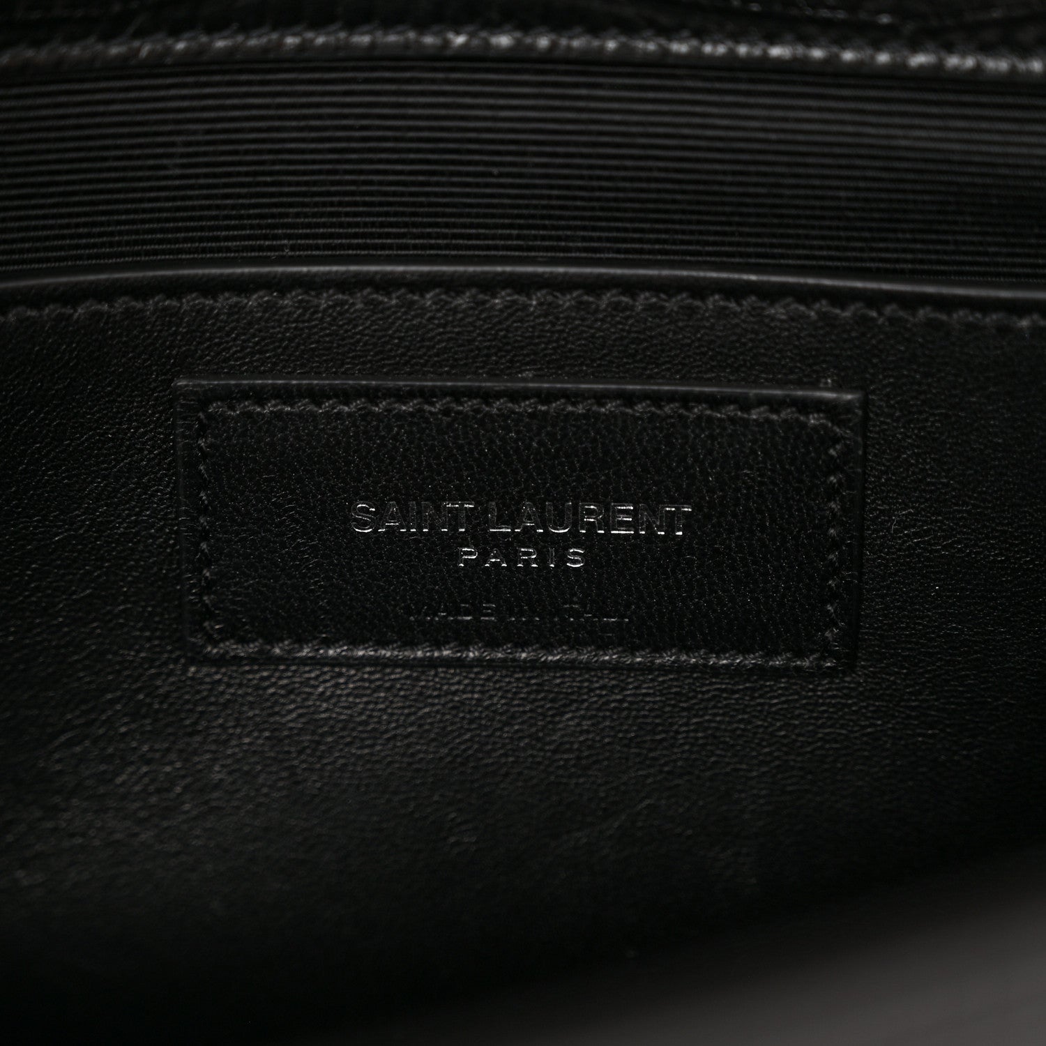 Saint Laurent Calfskin Lizard Embossed Classic Monogram Tassel Clutch Black 6 of 6
