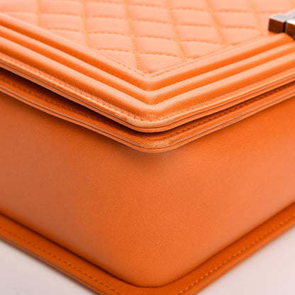 Chanel Lambskin Quilted New Medium Boy Flap Orange 9 of 12