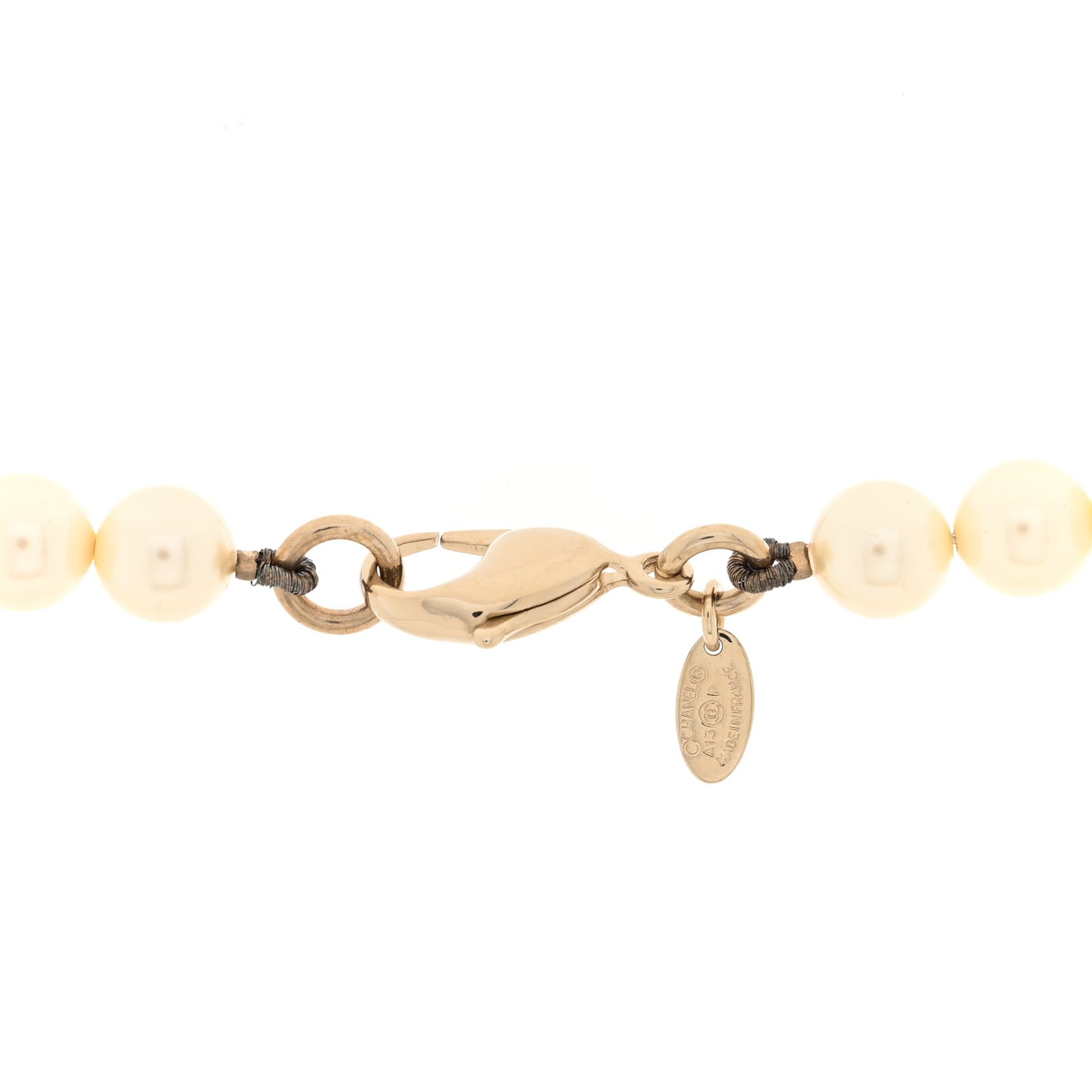 Graduated Pearl Crystal CC Long Necklace Light Gold