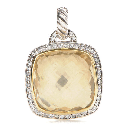 David Yurman Sterling Silver 18K Gold Diamond Champagne Citrine 17mm Albion Pendant 1 of 4