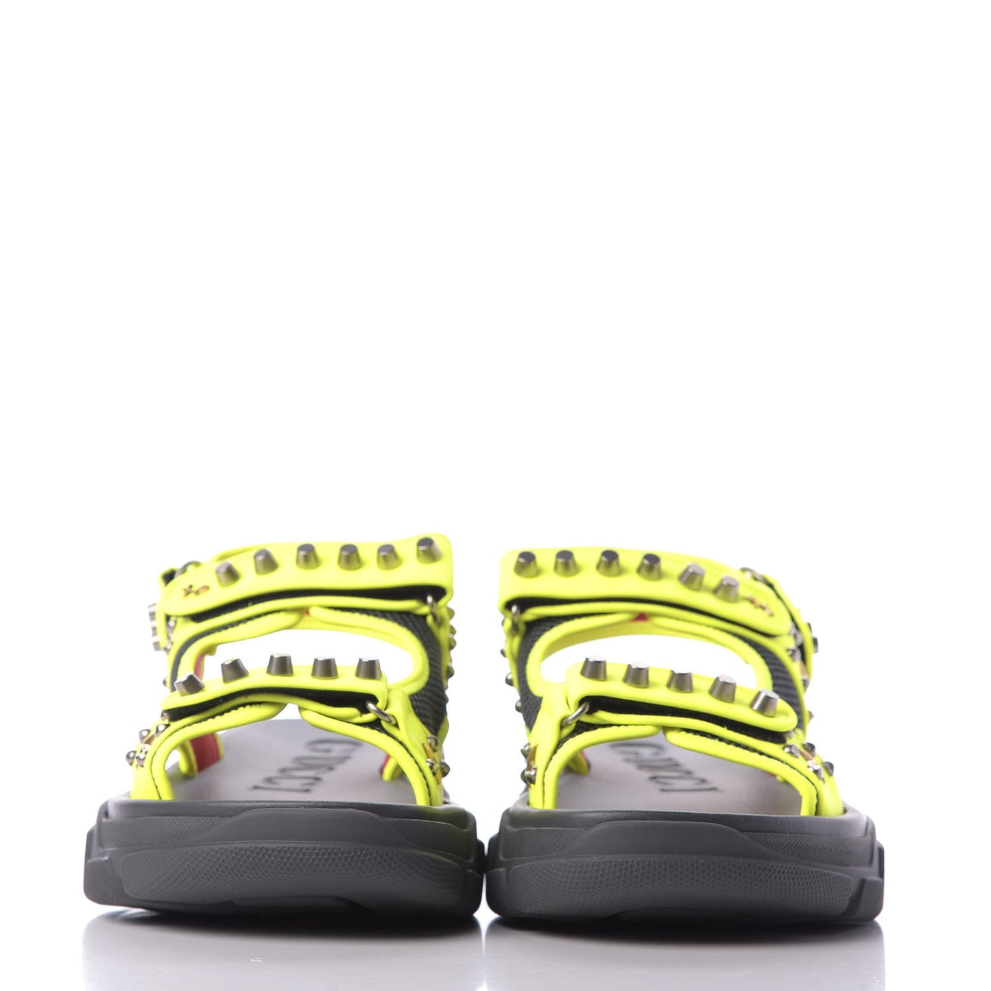 Technical Canvas Calfskin Studded Mens Aguru Sandals 12 Neon Yellow
