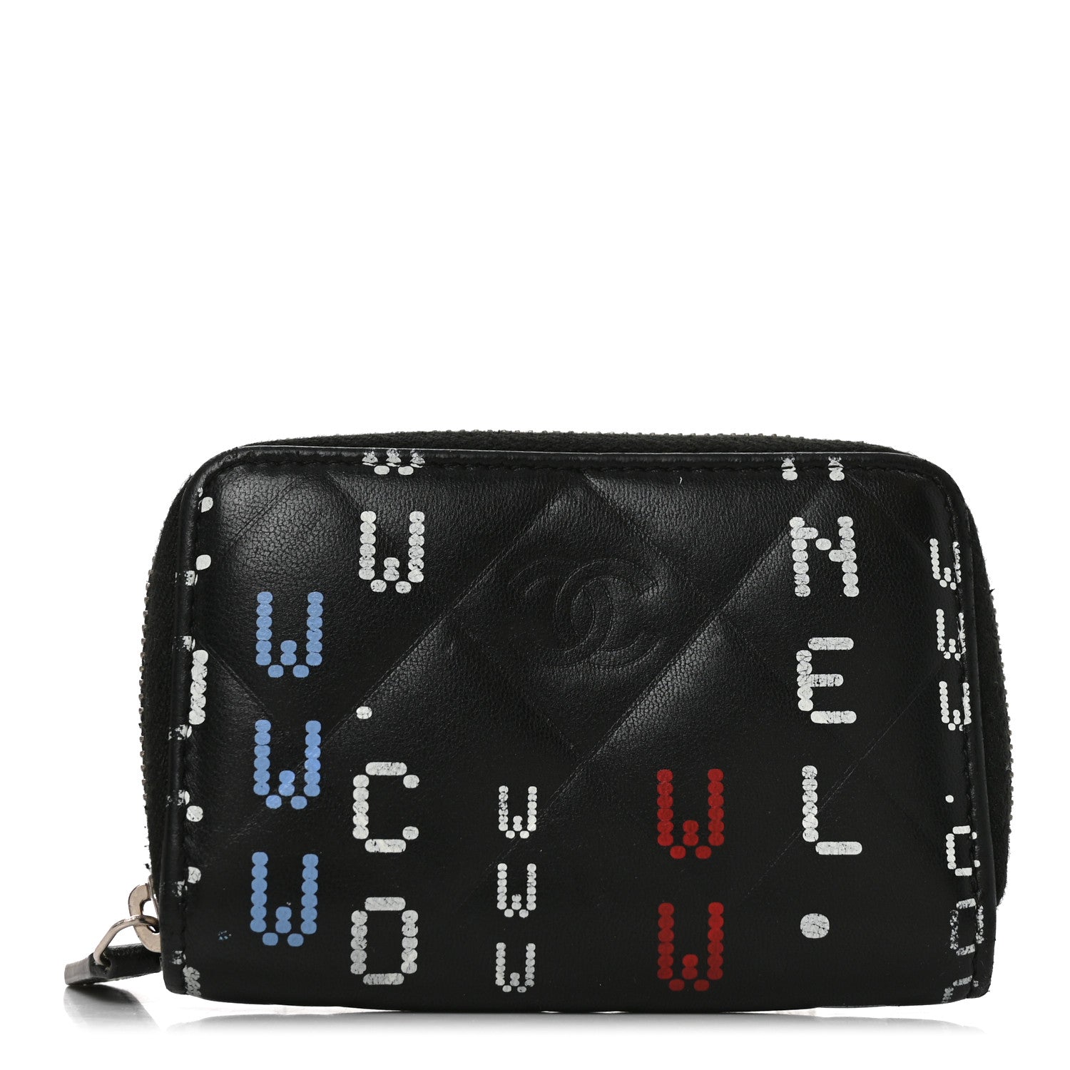 Chanel Lambskin Quilted Data Center Zip Around Coin Purse Wallet Black 1 of 6