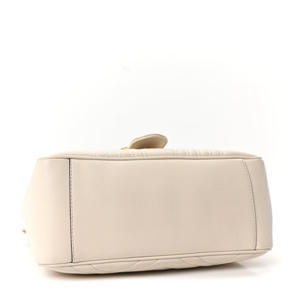 Gucci Calfskin Matelasse Small GG Marmont Top Handle Shoulder Bag White 4 of 10