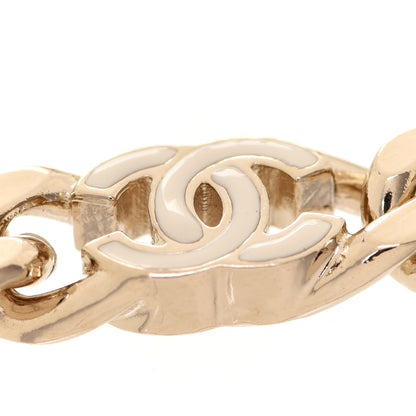 Chanel Enamel Metal CC Chain Bracelet Gold White 5 of 6