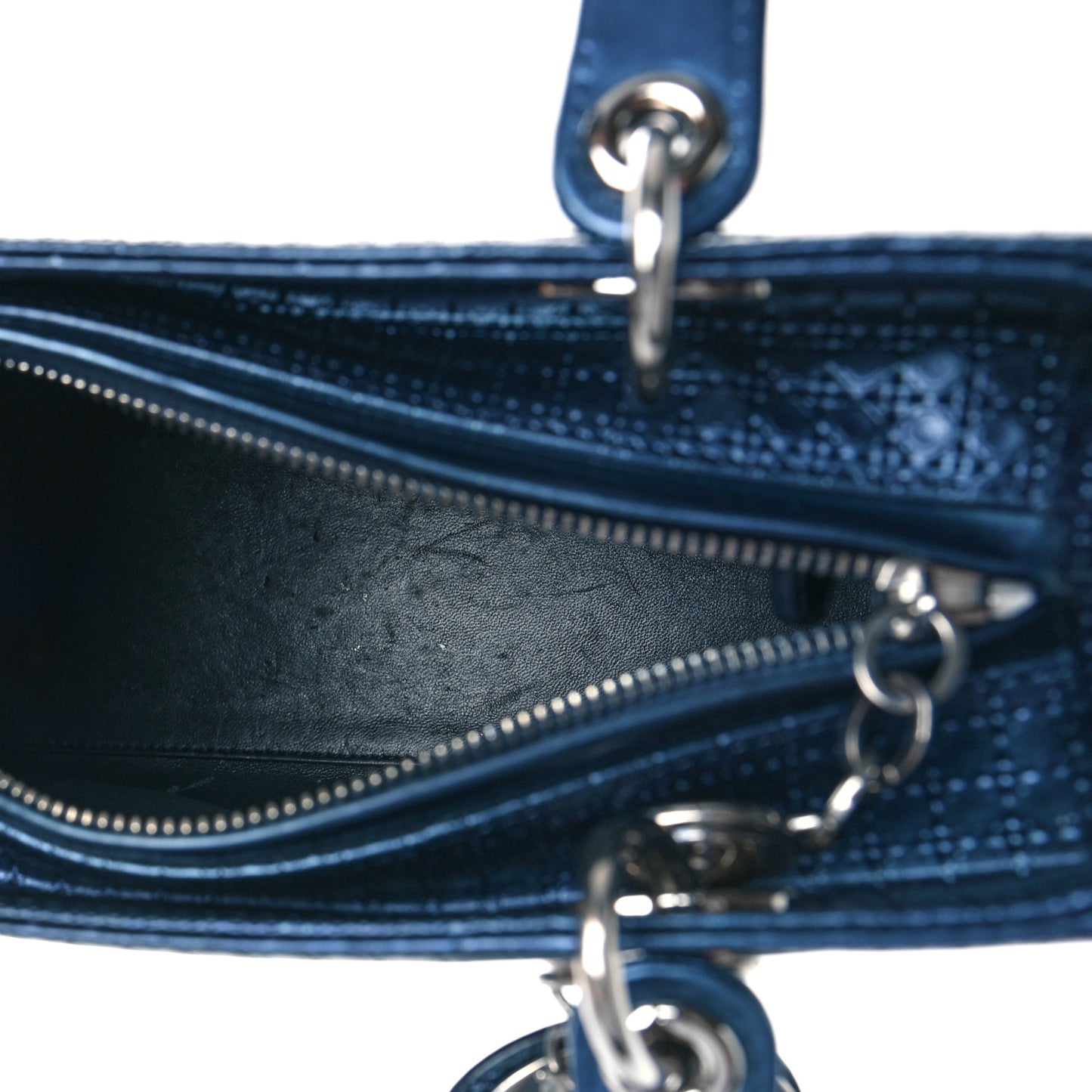 Metallic Patent Micro-Cannage Medium Lady Dior Blue