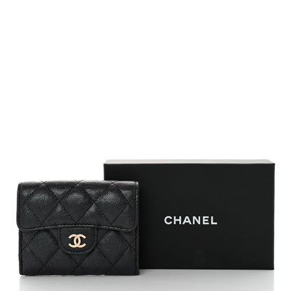 Chanel Iridescent Caviar Quilted Flap Card Holder Wallet Black 10 of 10