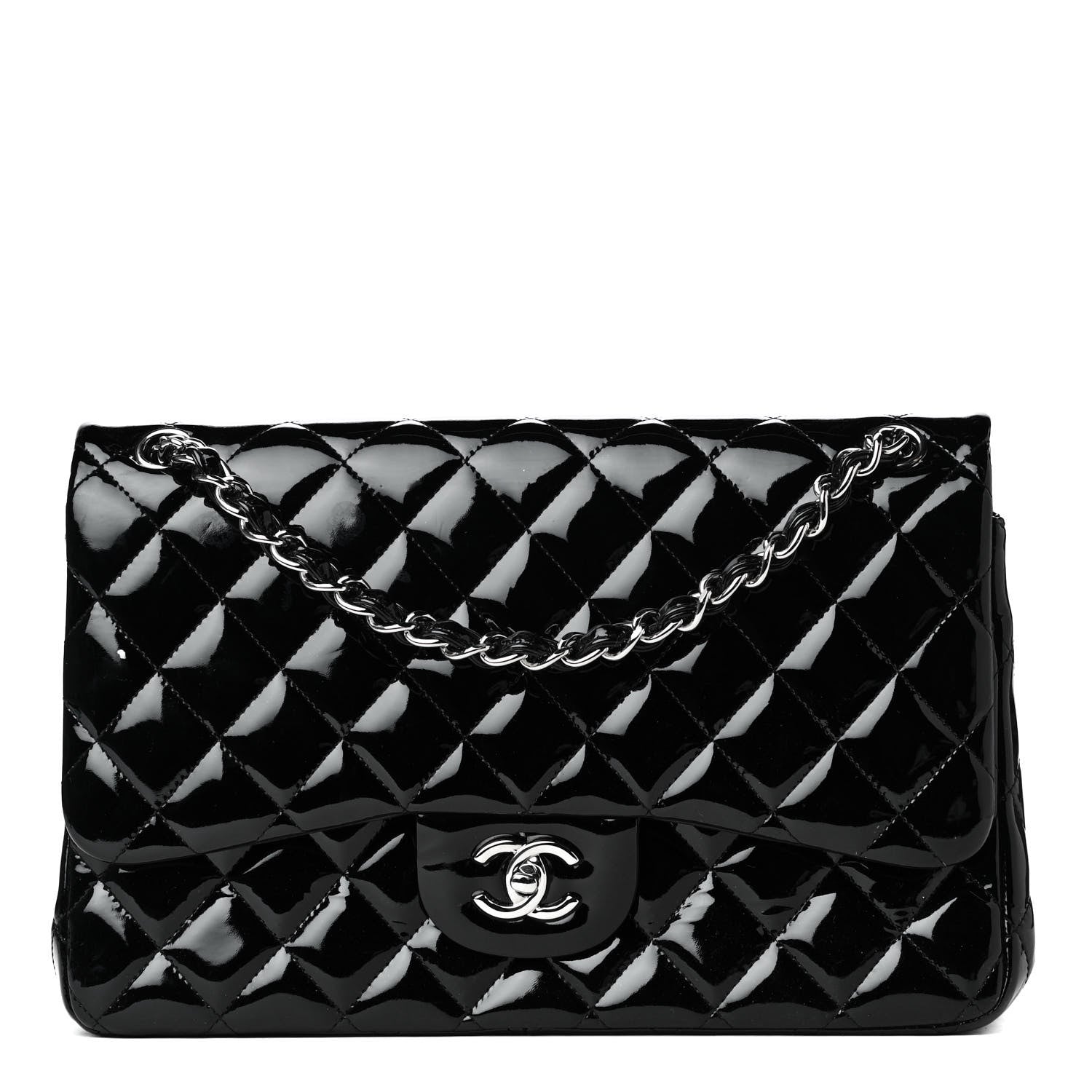 Chanel Patent Quilted Jumbo Double Flap Black 1 of 4