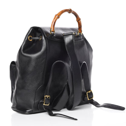 Gucci Calfskin Bamboo Backpack Black 3 of 18