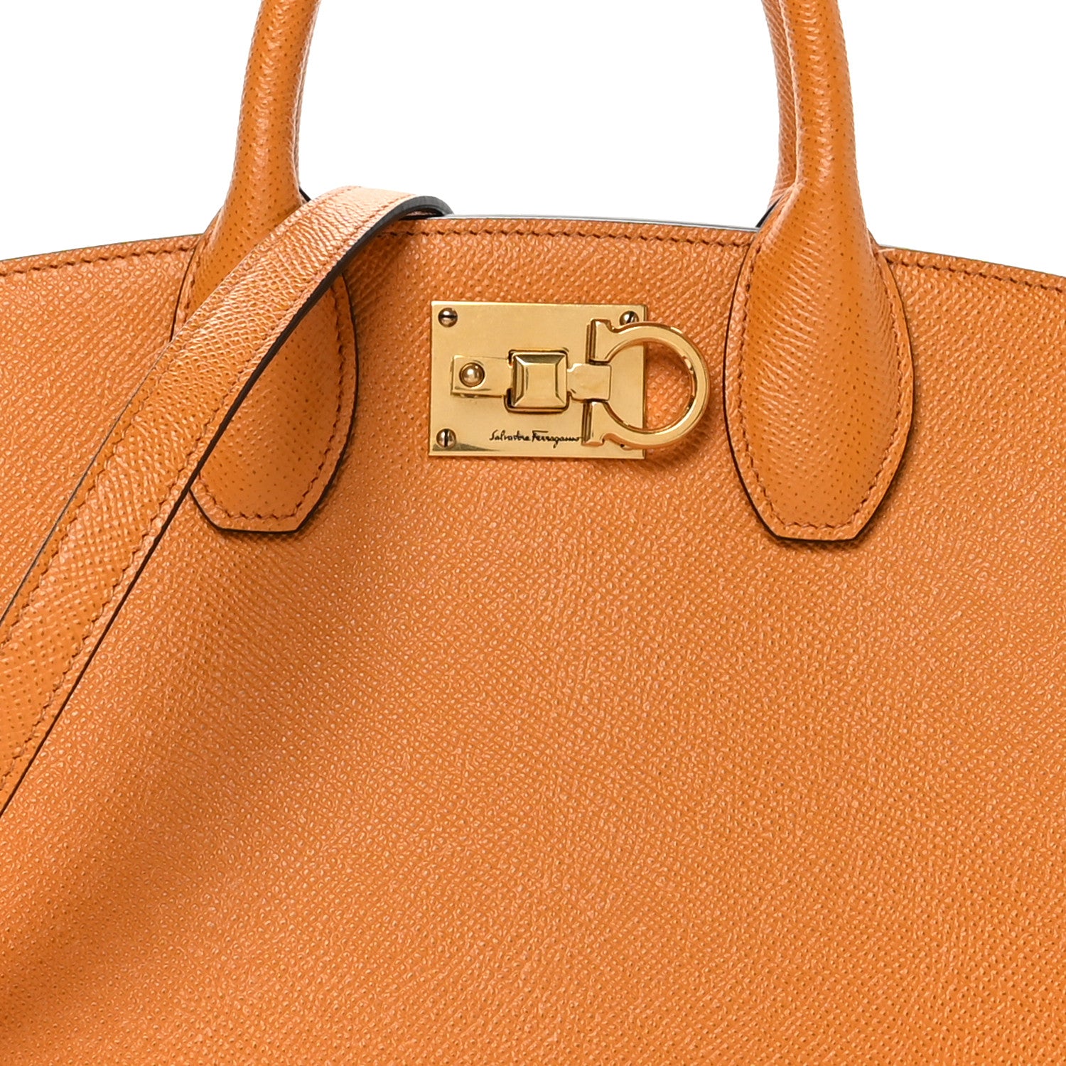 Salvatore Ferragamo Hammered Calfskin Small The Studio Box Bag Orange 7 of 9