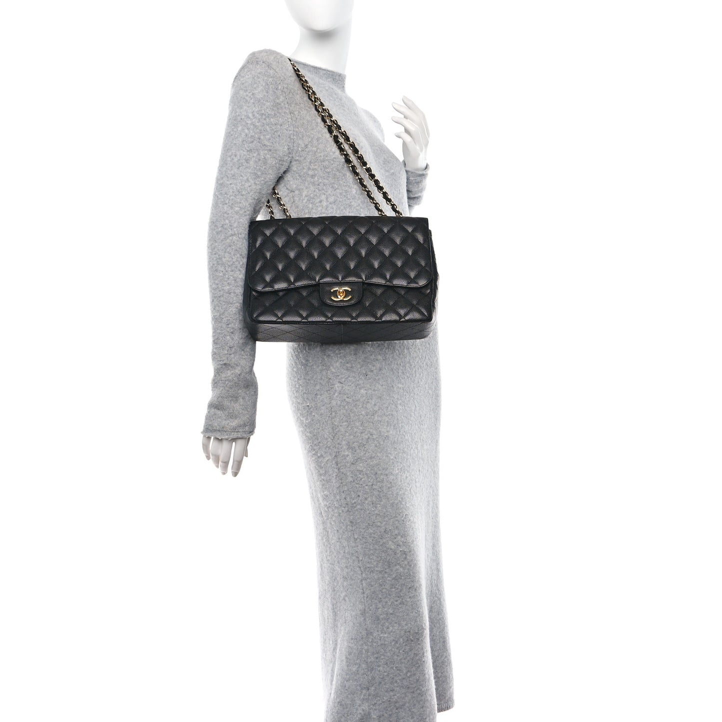 Caviar Quilted Jumbo Single Flap Black