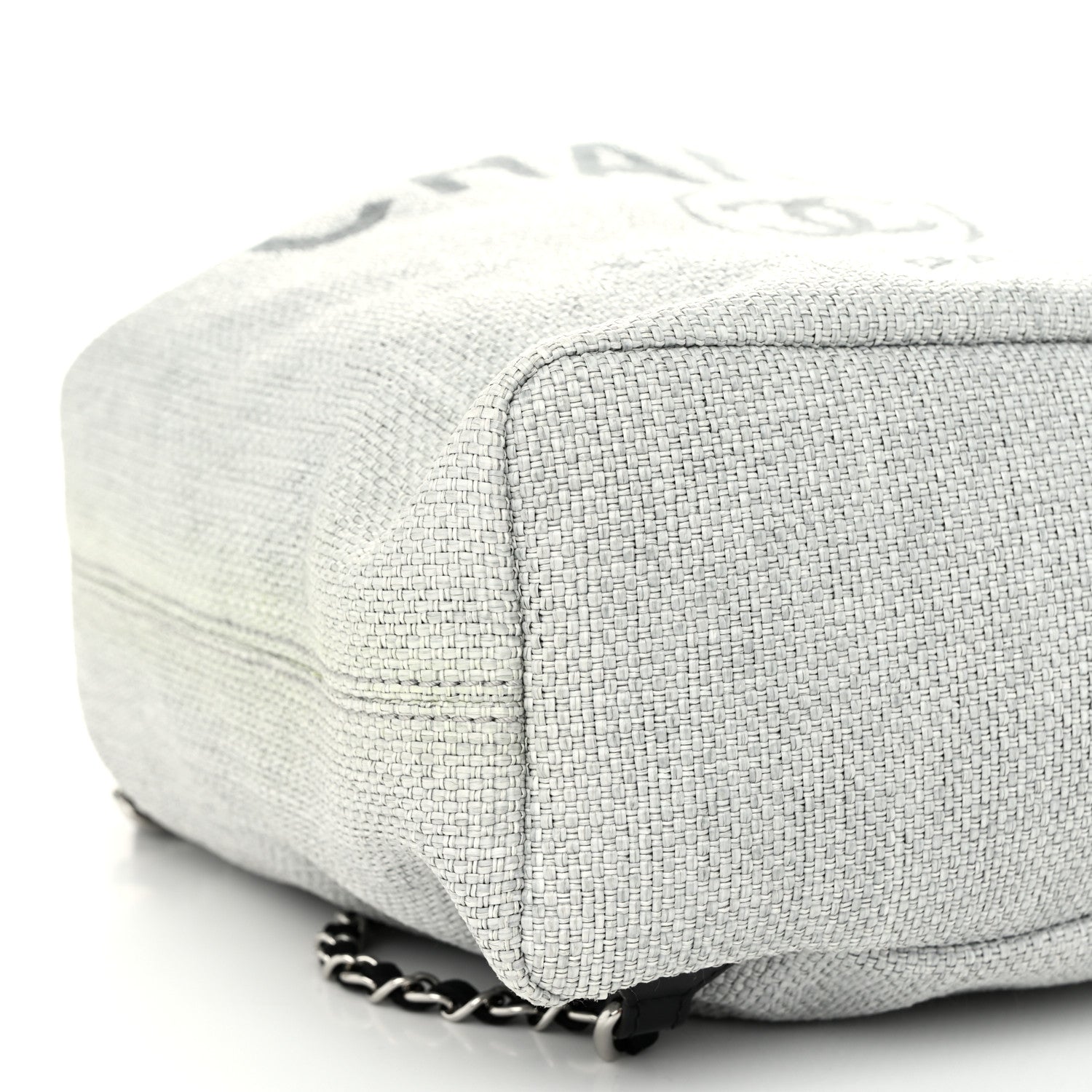 Chanel Woven Straw Raffia Large Deauville Backpack Grey Black 9 of 11