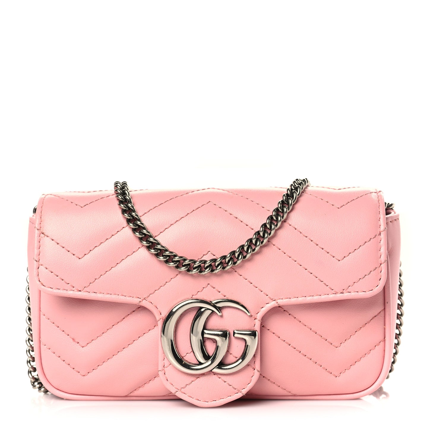 Calfskin Matelasse Super Mini GG Marmont Shoulder Bag Wild Rose