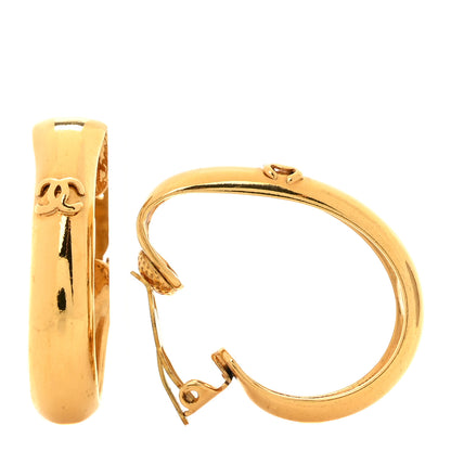 Chanel Metal CC Hoop Clip On Earrings Gold 1 of 5