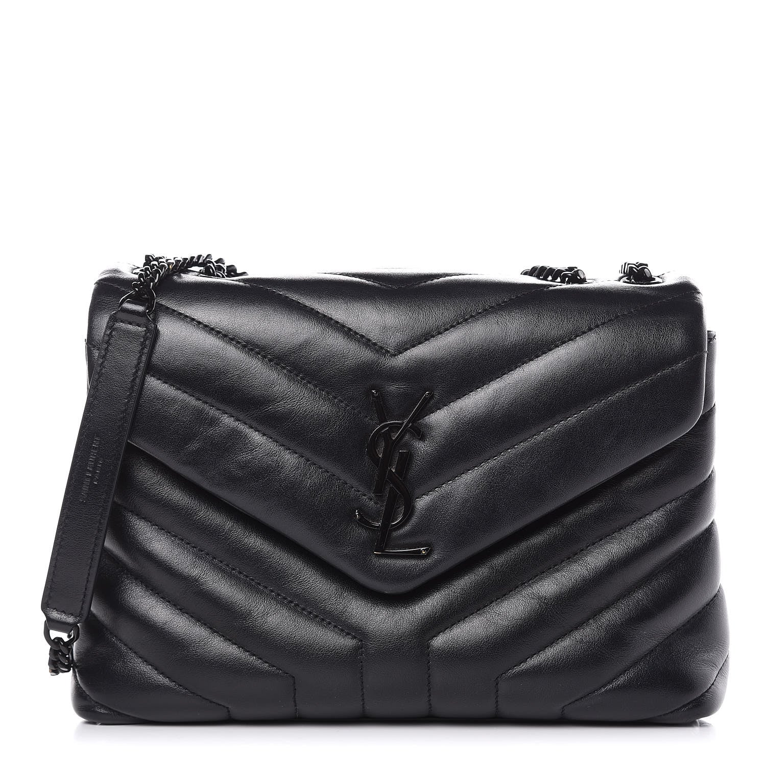 Saint Laurent Calfskin Y Quilted Monogram Small Loulou Chain Satchel Black 1 of 9
