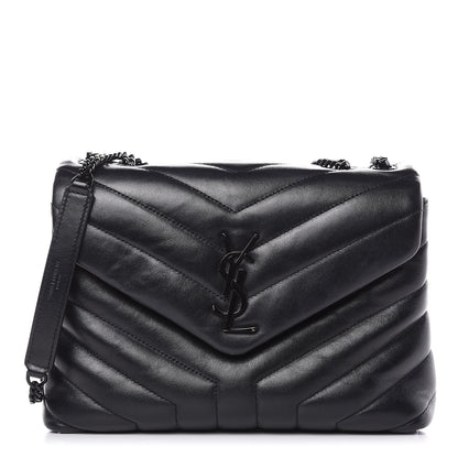 Saint Laurent Calfskin Y Quilted Monogram Small Loulou Chain Satchel Black 1 of 9