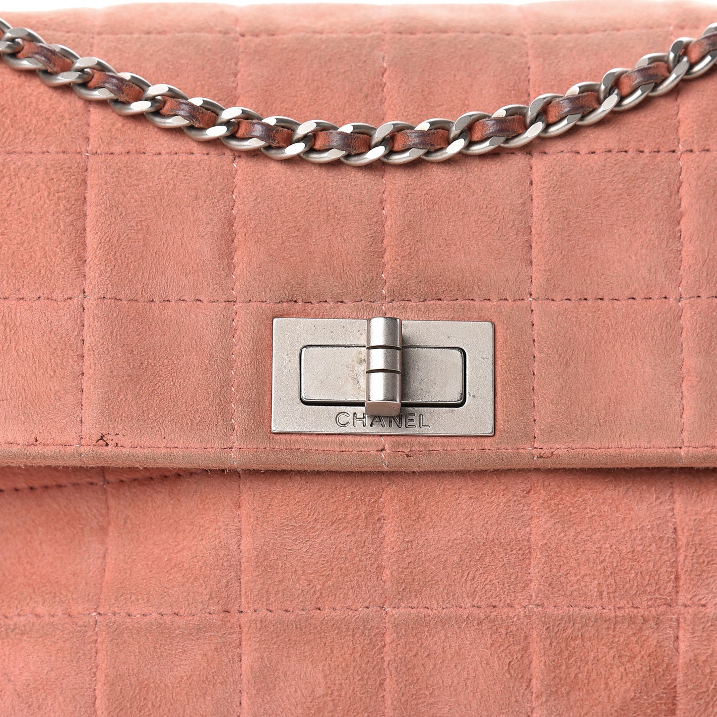 Suede Chocolate Bar Mademoiselle Flap Pink