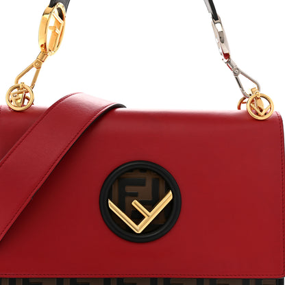 Fendi Vitello Century F is Fendi Bi-Color FF 1974 Embossed Kan I Shoulder Bag Fragola Maya Black 8 of 14