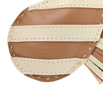 Hermes Milo Lambskin Geegee Savannah Bag Charm Craie Sesame Mauve Sylvestre 3 of 4
