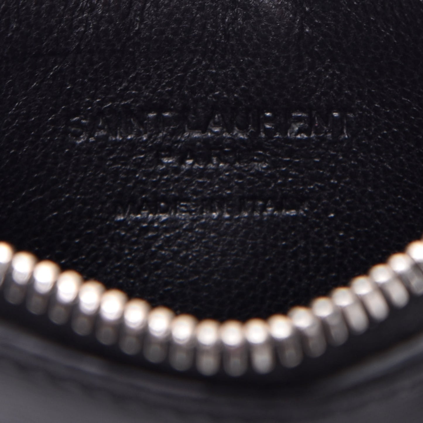 Grained Calfskin 5 Fragments Zip Pouch Card Holder Black