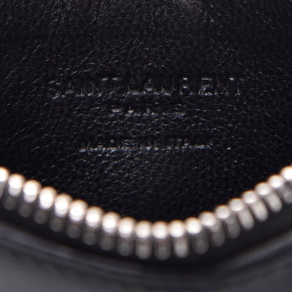 Saint Laurent Grained Calfskin 5 Fragments Zip Pouch Card Holder Black 6 of 9