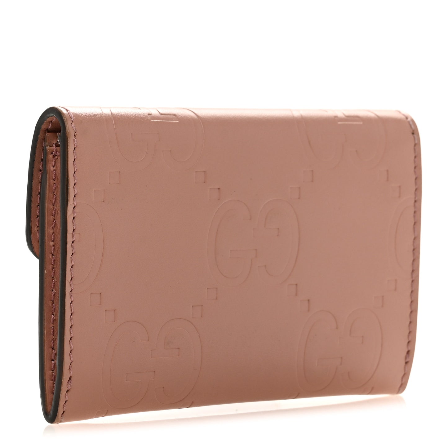 Calfskin Jumbo GG Embossed Snap Wallet Soft Pink
