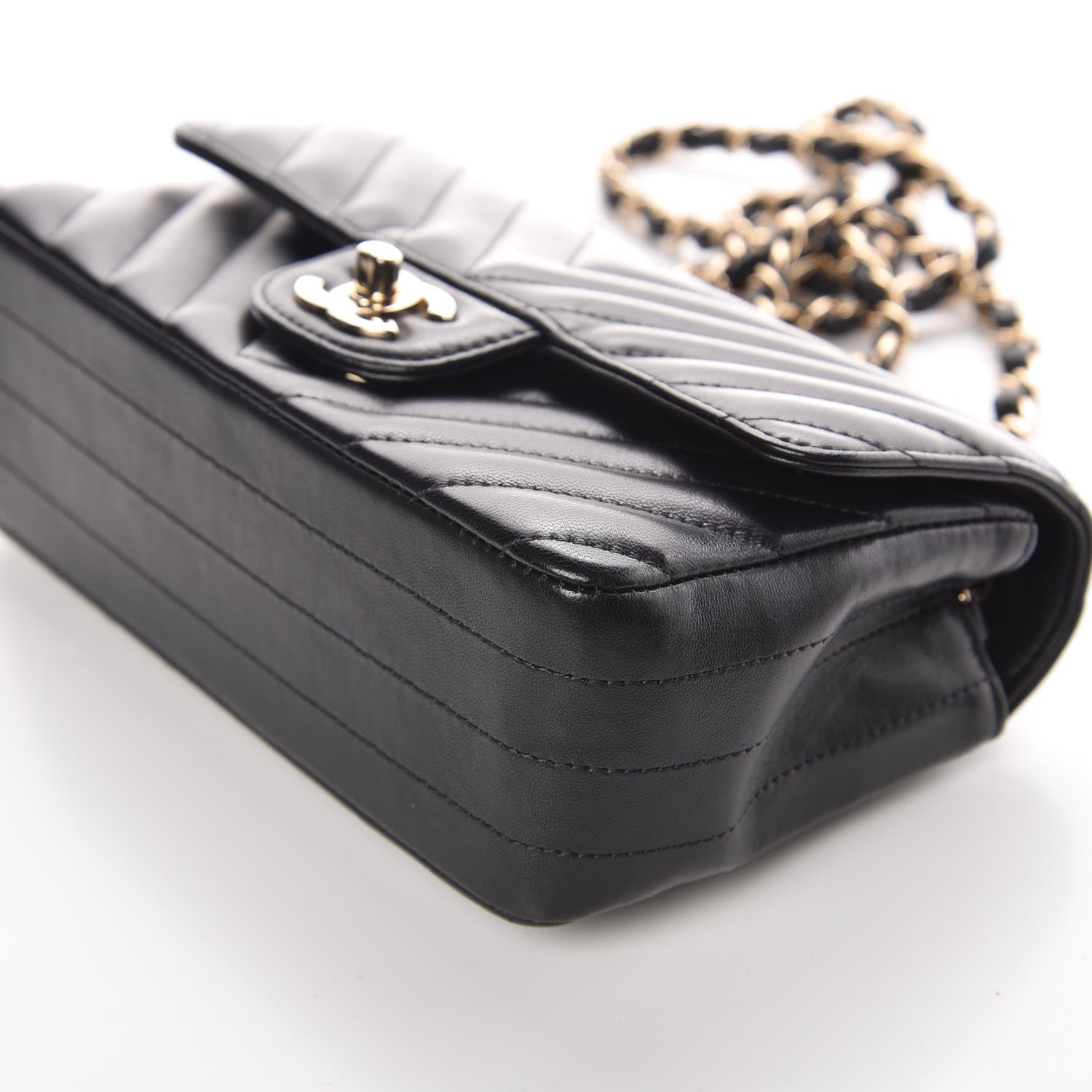 Chanel Lambskin Chevron Quilted Mini Rectangular Flap Black 10 of 12