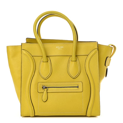 Celine Drummed Calfskin Micro Luggage Citron 1 of 14