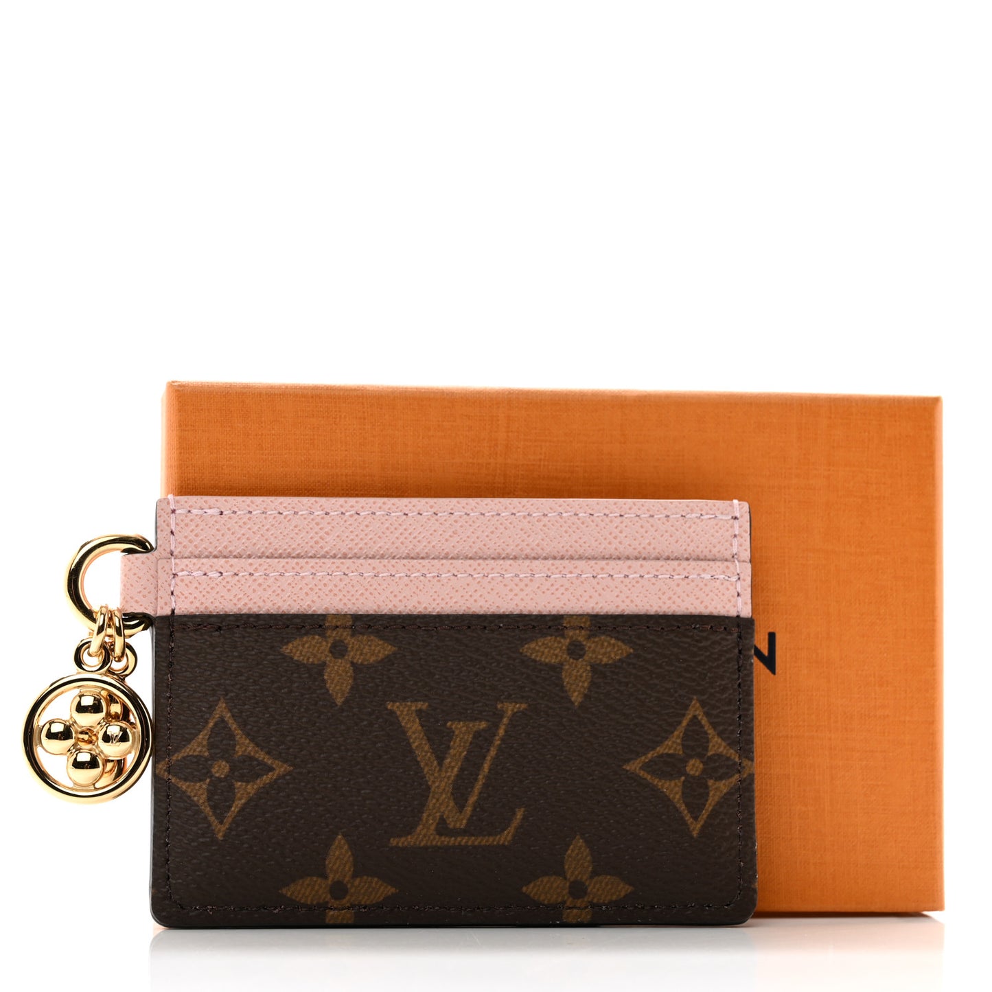 Monogram LV Charms Card Holder Rose Ballerine