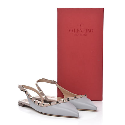 Valentino Garavani Nappa Rockstud Slingback Flats 39.5 Pastel Grey Poudre 9 of 9