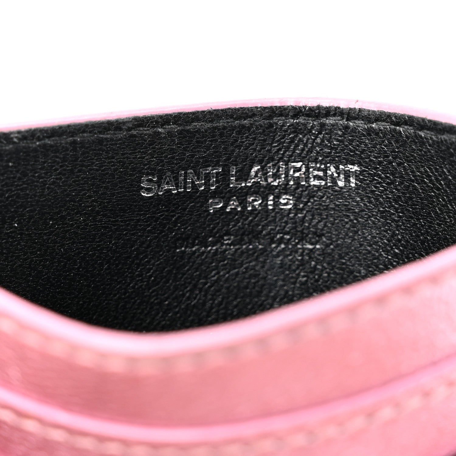 Saint Laurent Metallic Calfskin Monogram Credit Card Case Pink 6 of 9