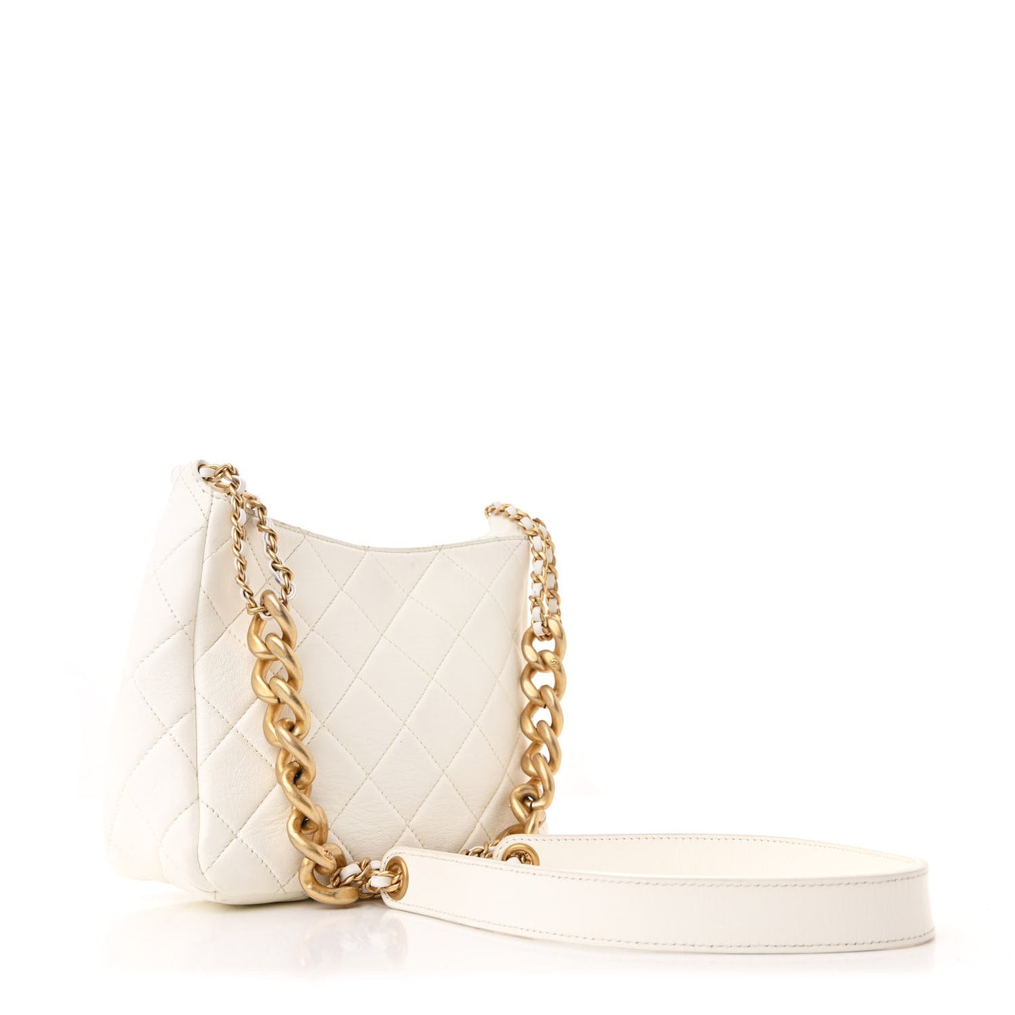 Lambskin Quilted Multi Chain Hobo White