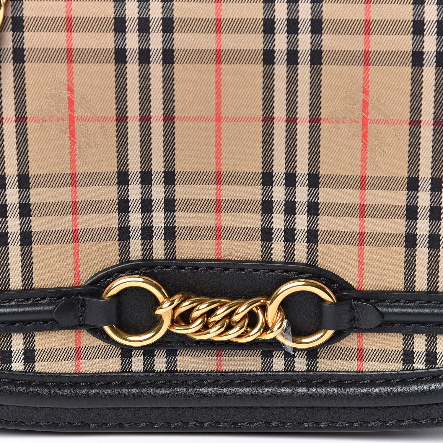 Burberry Smooth Calfskin 1983 Knight Check Link Shoulder Bag Black 9 of 11