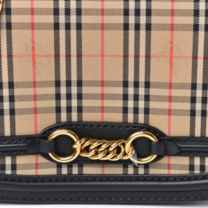 Burberry Smooth Calfskin 1983 Knight Check Link Shoulder Bag Black 9 of 11