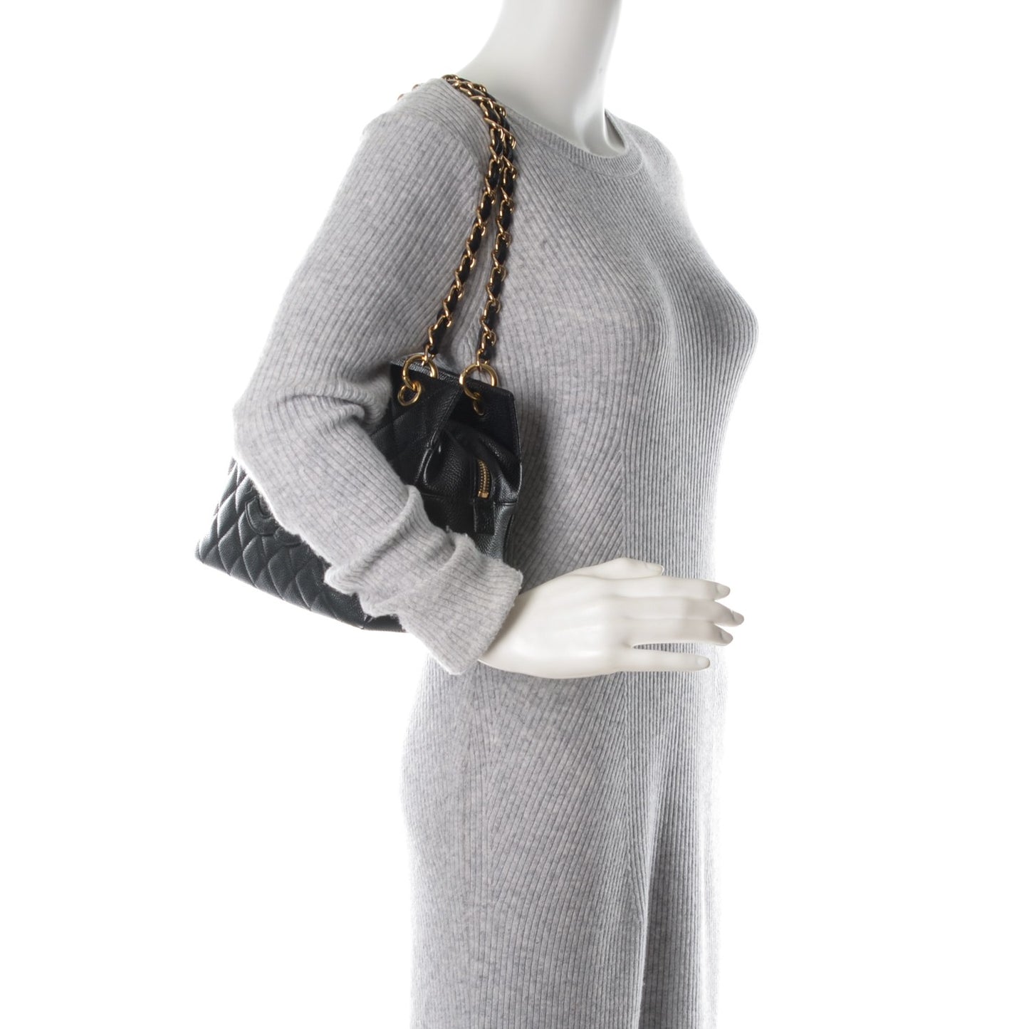 Caviar Quilted Petit Timeless Tote PTT Black