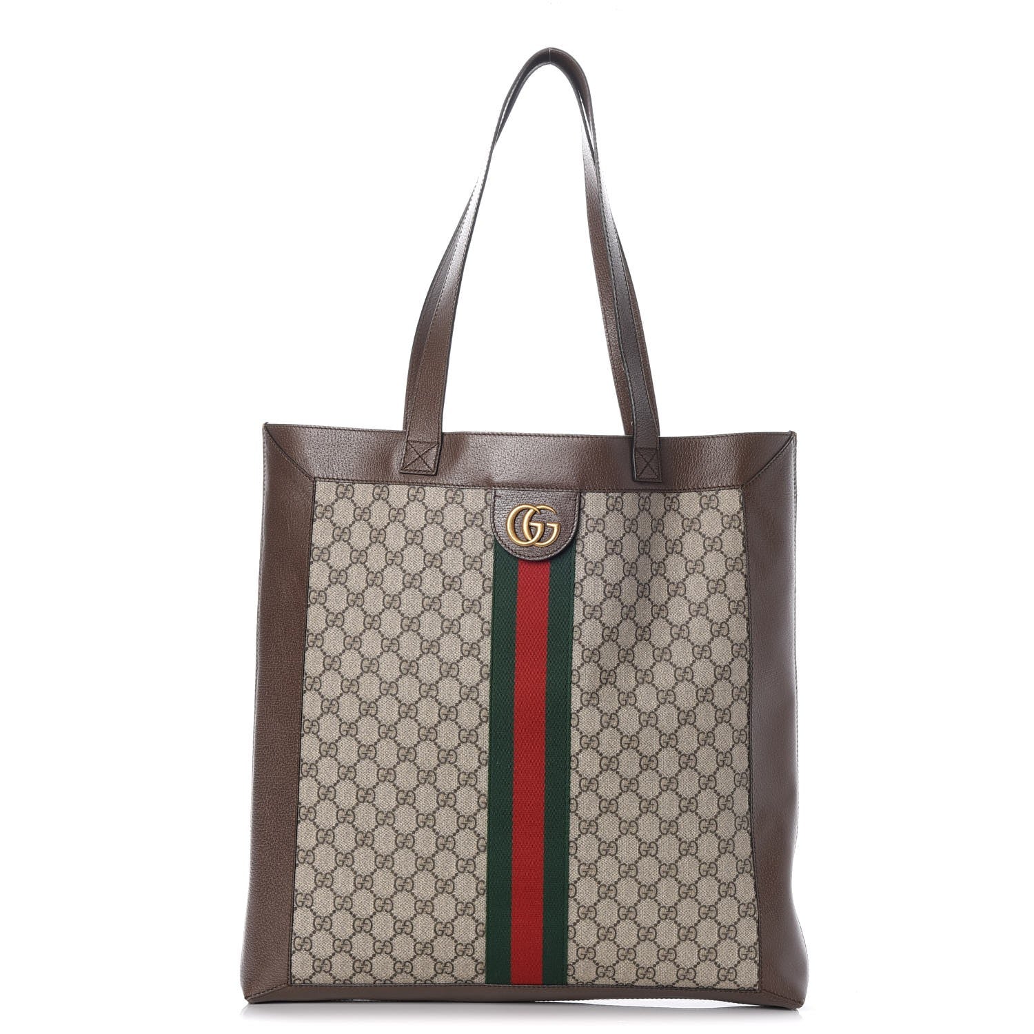 Gucci GG Supreme Monogram Web Large Ophidia Vertical Shopping Tote Brown 1 of 11