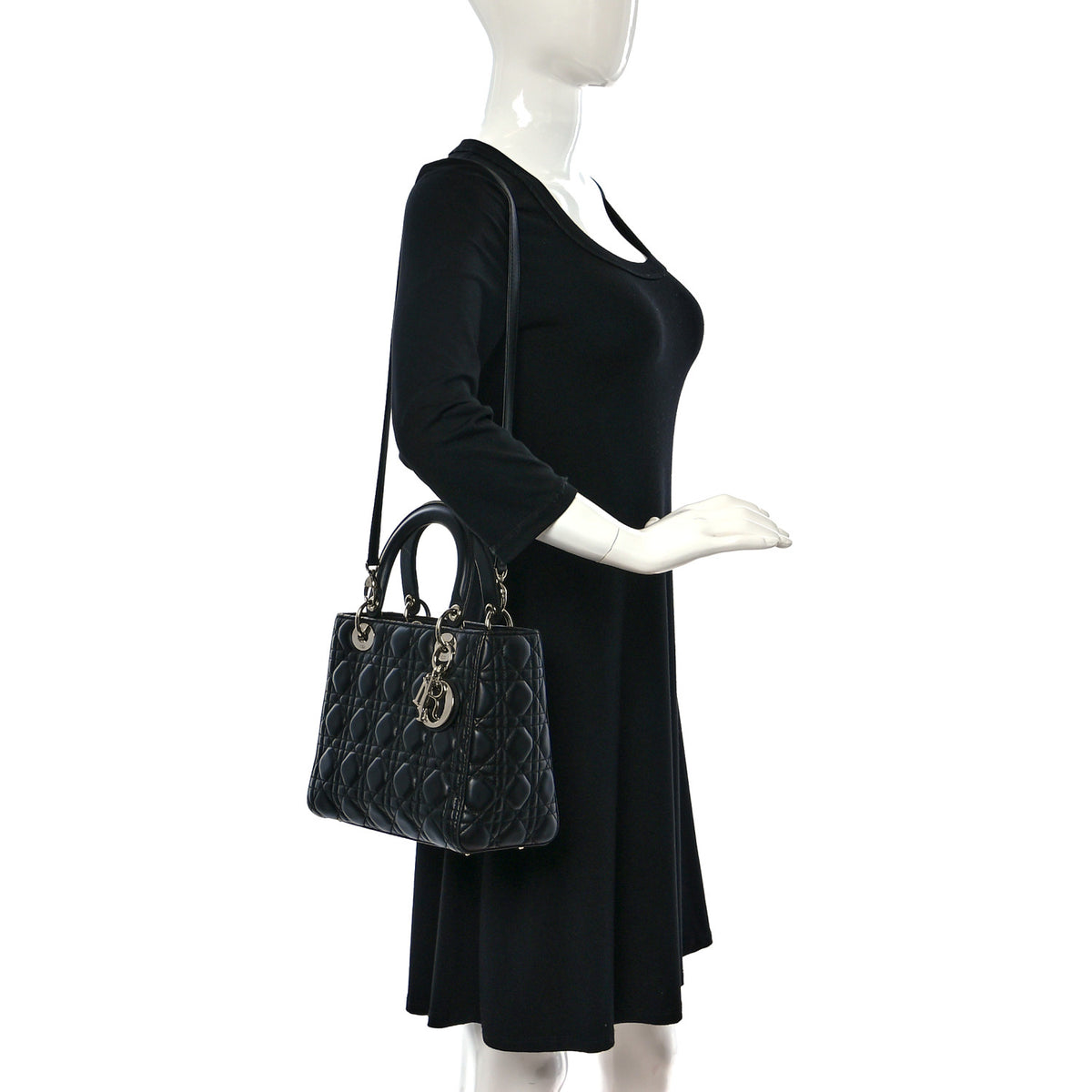 Lambskin Cannage Medium Lady Dior Black