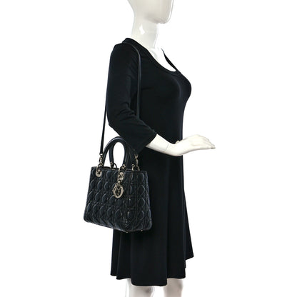 Christian Dior Lambskin Cannage Medium Lady Dior Black 2 of 11