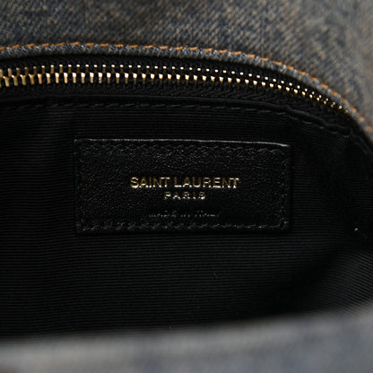 Saint Laurent Denim Quilted Small Loulou Puffer Monogram Chain Satchel Blue Cinnamon 6 of 8