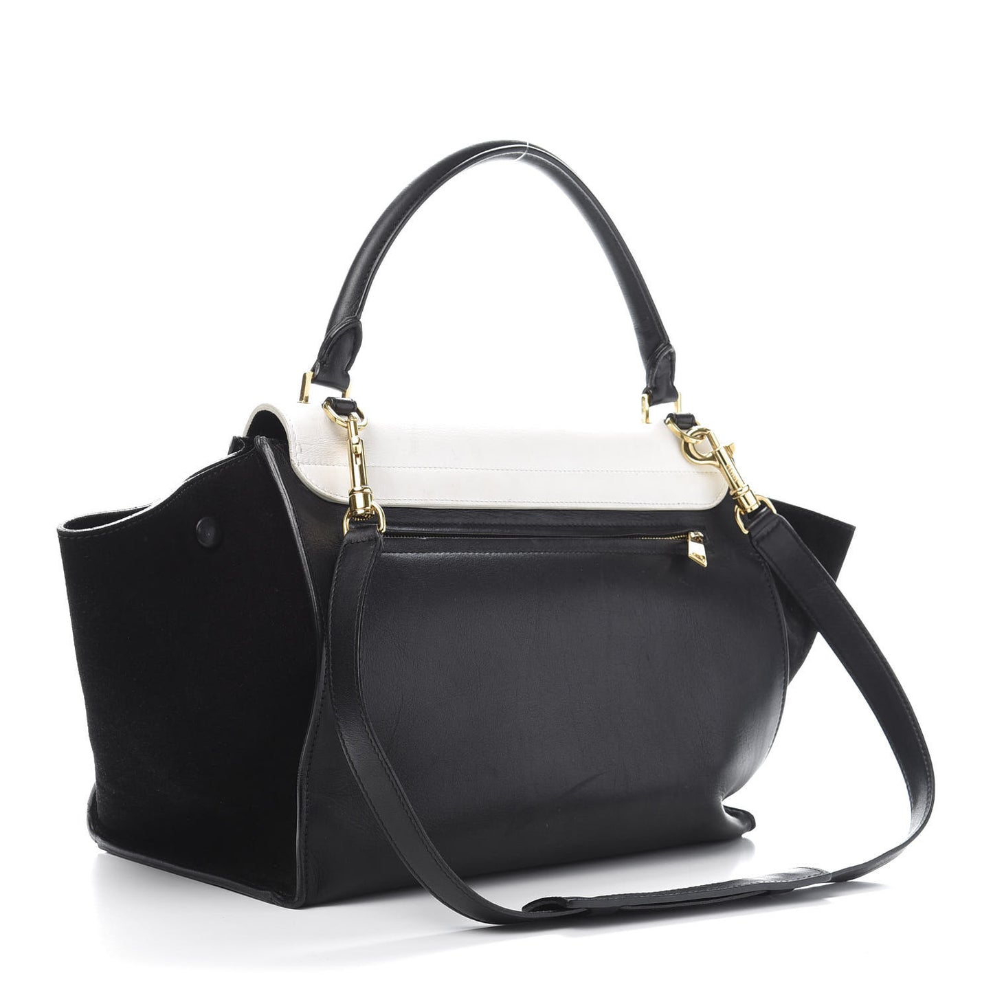 Smooth Calfskin Suede Medium Bi-Color Trapeze Black