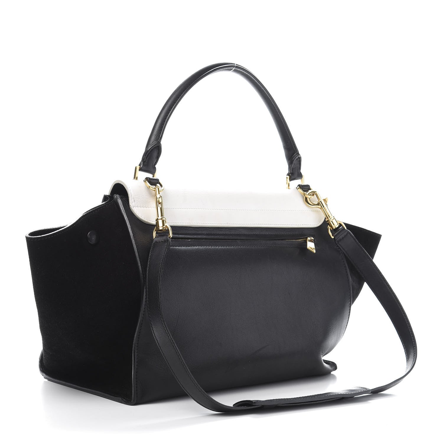 Celine Smooth Calfskin Suede Medium Bi-Color Trapeze Black 3 of 16