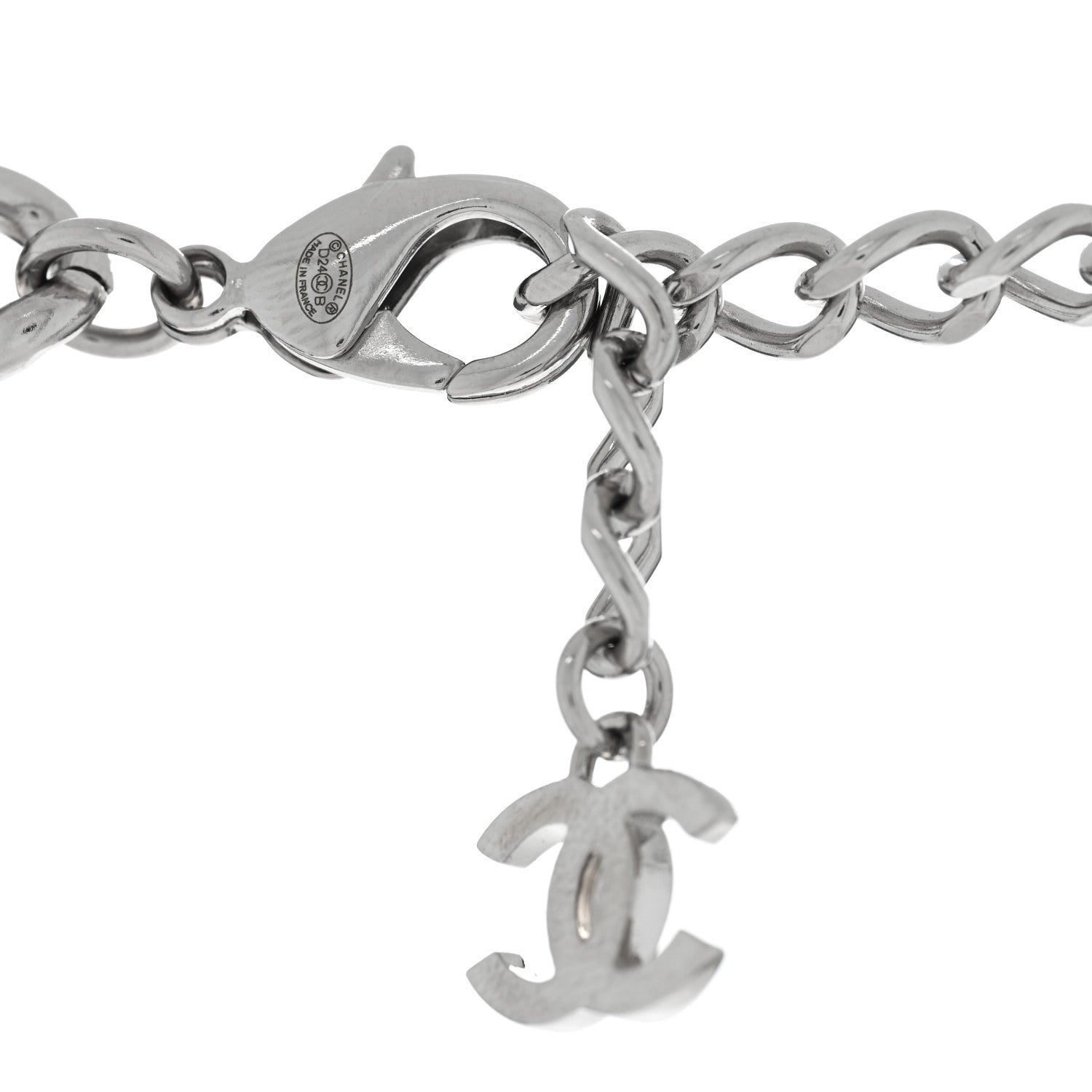 Chanel Enamel CC Chain Bracelet Silver Blue 4 of 5