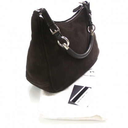 Prada Suede Scamosciato Shoulder Bag Brown 3 of 12